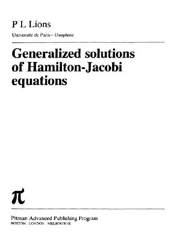 Generalized Solutions of Hamilton-Jacobi Equations