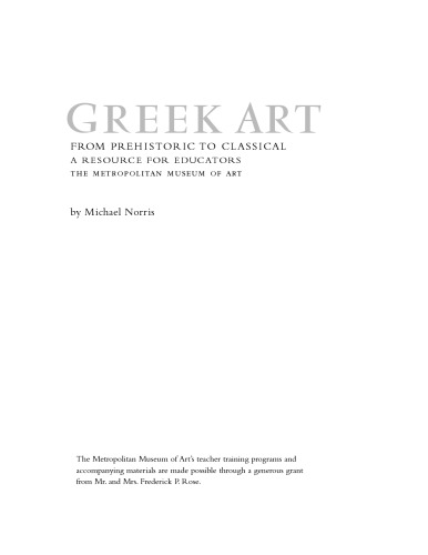 Greek Art from Prehistoric to Classical