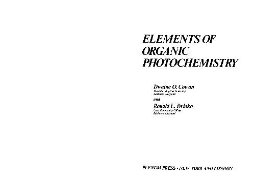 Elements of Organic Photochemistry