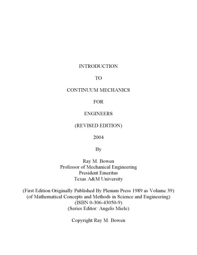 Introduction to Continuum Mechanics for Engineers