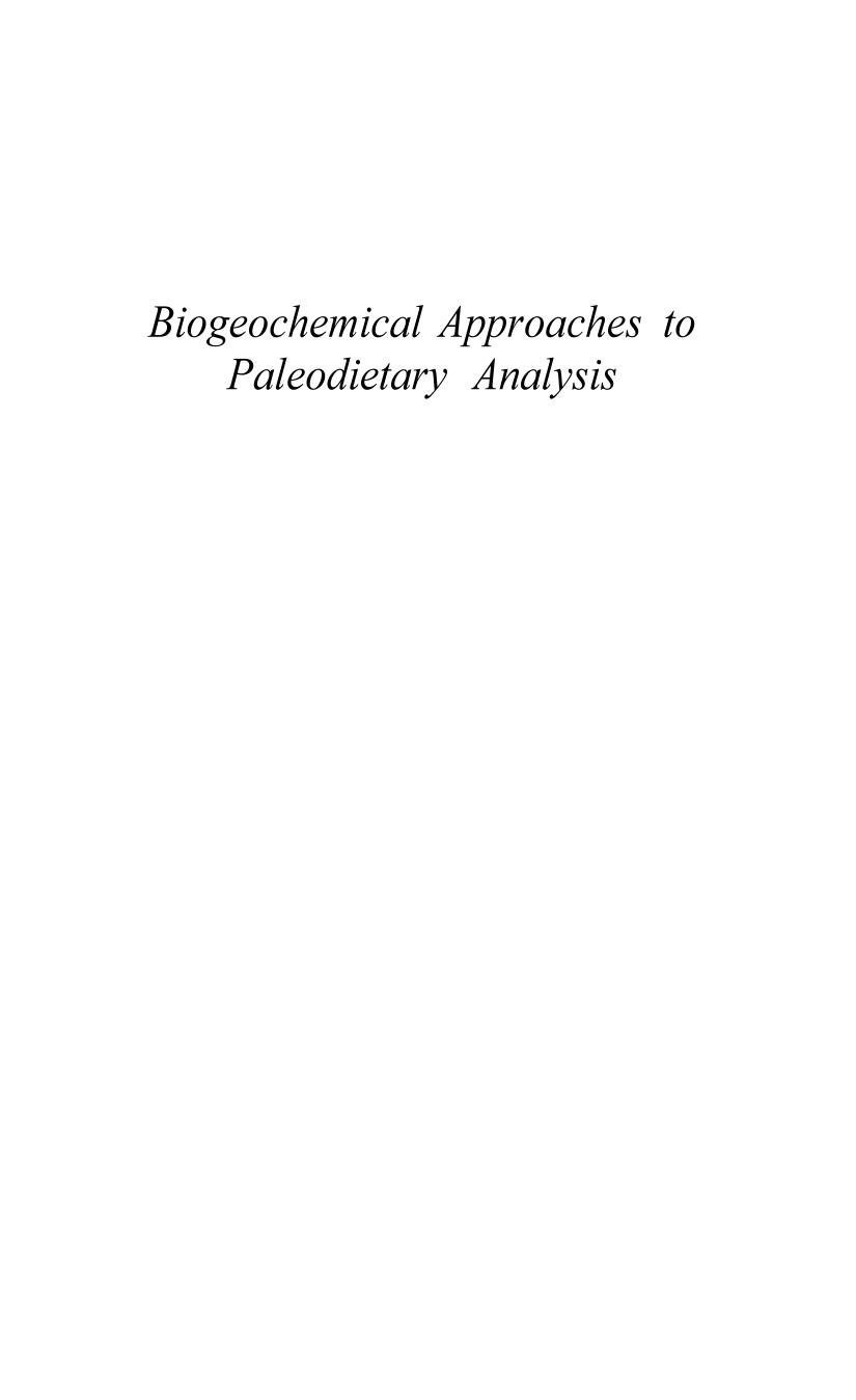 Biogeochemical Approaches to Paleodietary Analysis