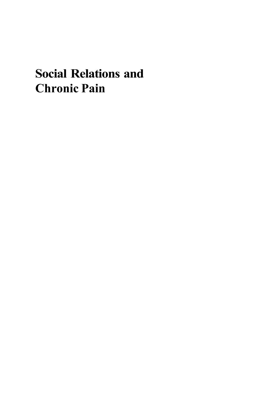 Social relations and chronic pain