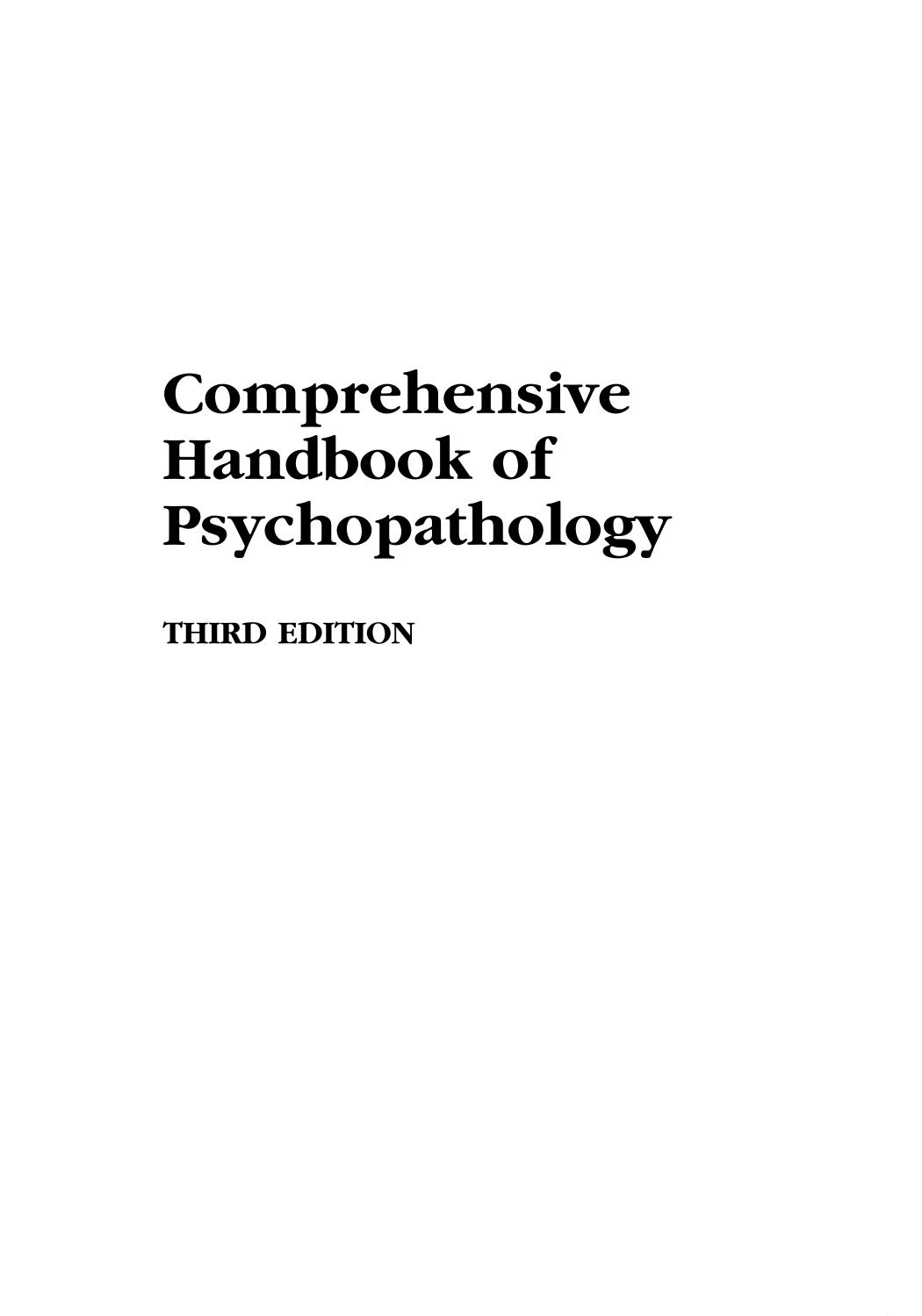 Comprehensive Handbook of Psychopathology