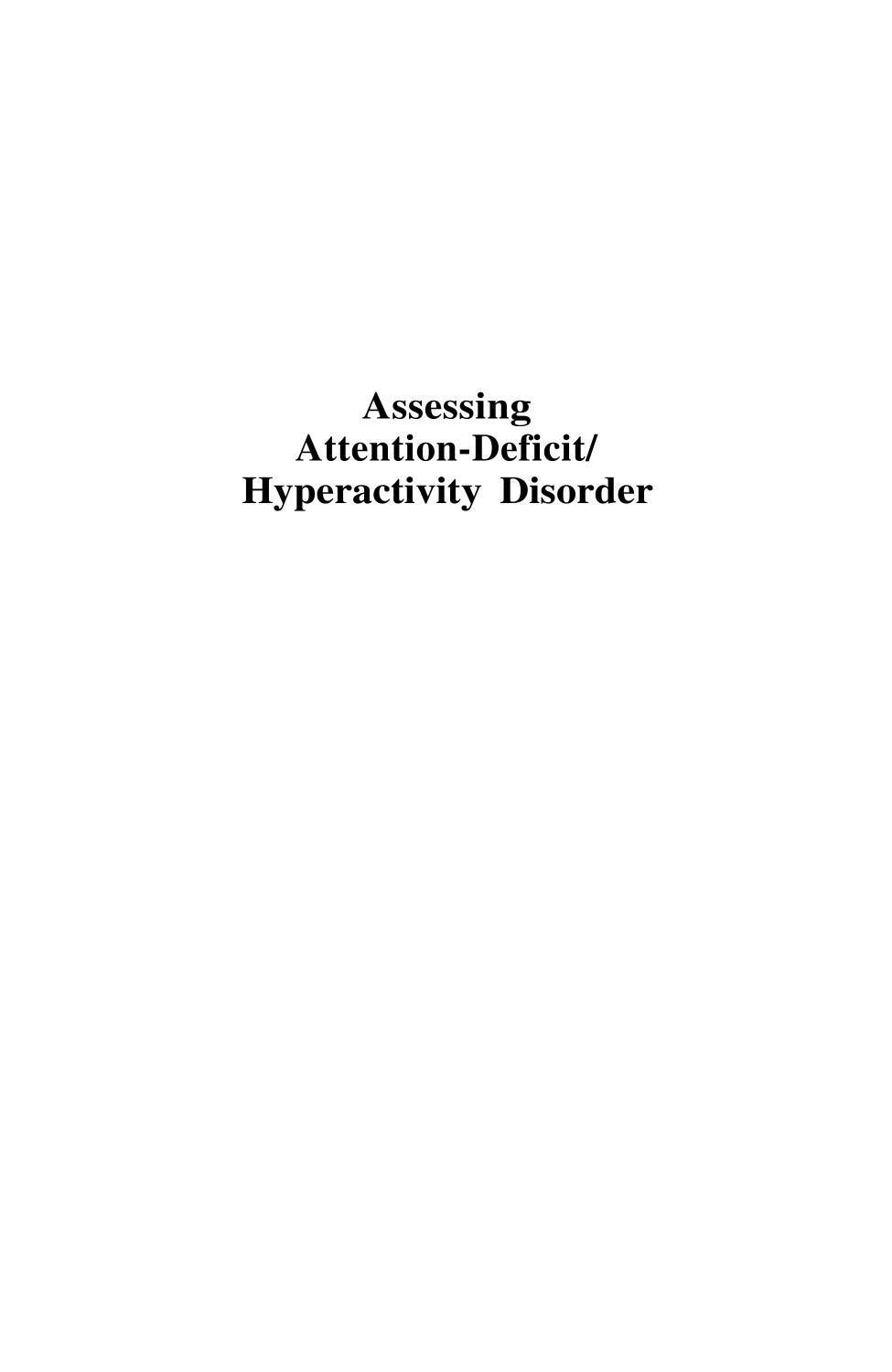 Assessing Attention Deficit/Hyperactivity Disorder