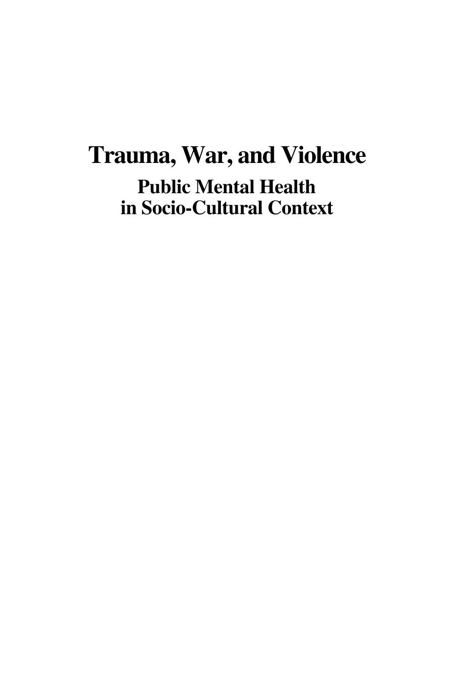 Trauma, War, and Violence