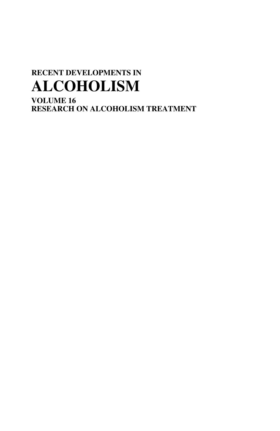 Recent Developments in Alcoholism