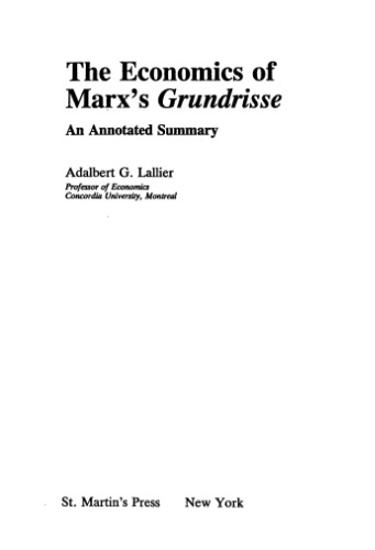 The Economics of Marx's Grundrisse