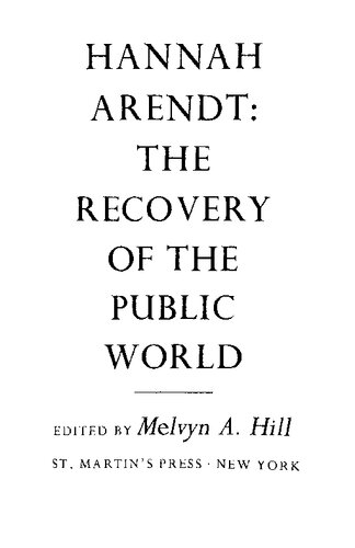 The Recovery of the Public World