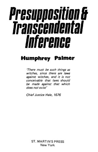 Presupposition and Transcendental Inference