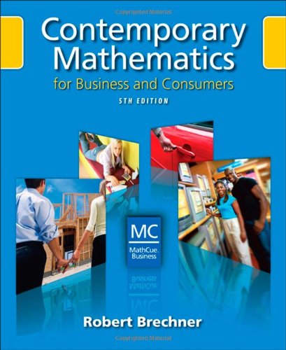 Contemporary Mathematics for Business and Consumers (with Student Resource CD with MathCue.Business)