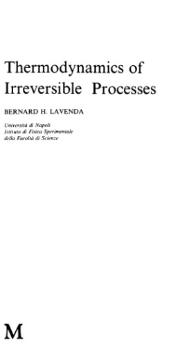 Thermodynamics of Irreversible Processes