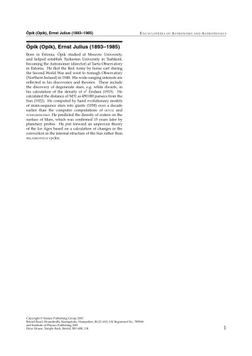 Encyclopedia of astronomy and astrophysics.