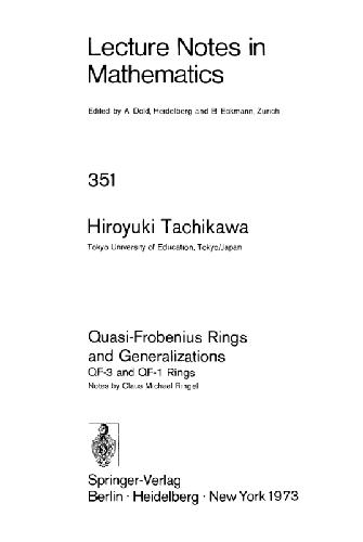 Quasi-Frobenius Rings and Generalizations