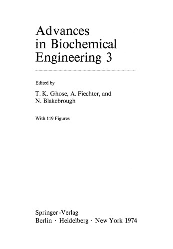 Advances in Biochemical Engineering, Volume 3