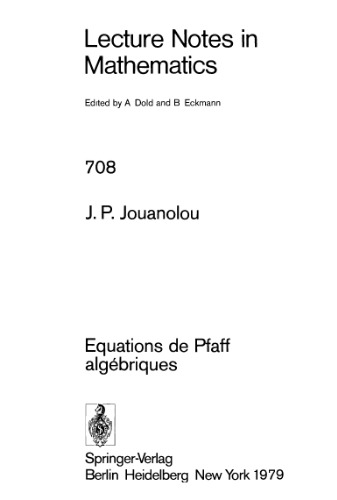 Equations De Pfaff Algébriques