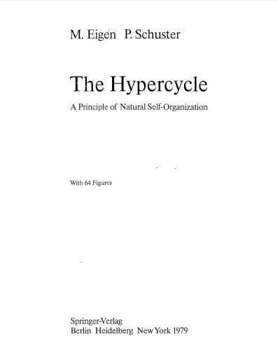 The Hypercycle, A Principle Of Natural Self Organization