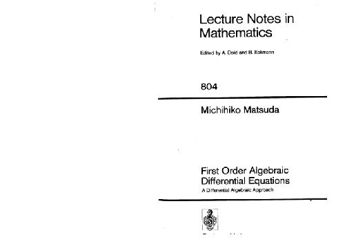 First Order Algebraic Differential Equations