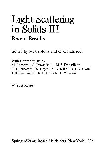 Light Scattering In Solids III