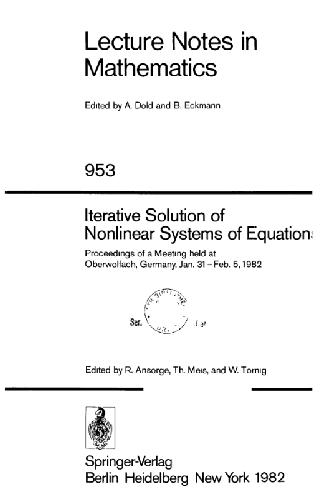 Iterative Solution of Nonlinear Systems of Equations