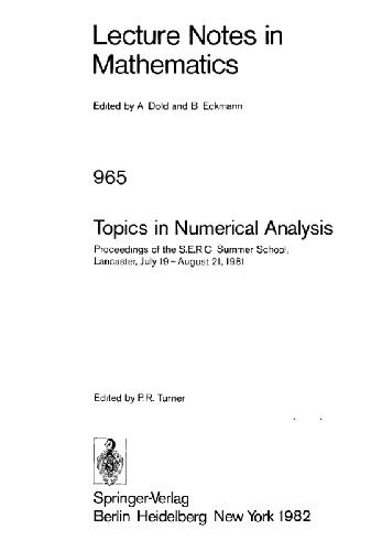 Topics in Numerical Analysis