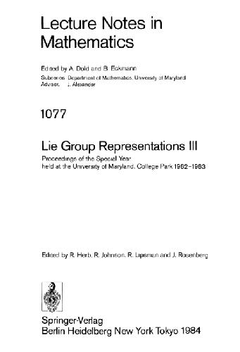 Lie Group Representations III