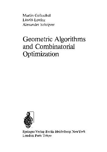 Geometric Algorithms And Combinatorial Optimization