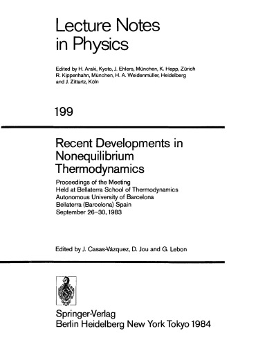 Recent Developments in Nonequilibrium Thermodynamics