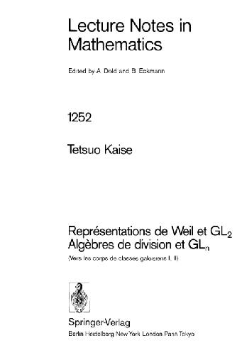 Representations de Weil Et Gl2-Algebres de Division Et Gln