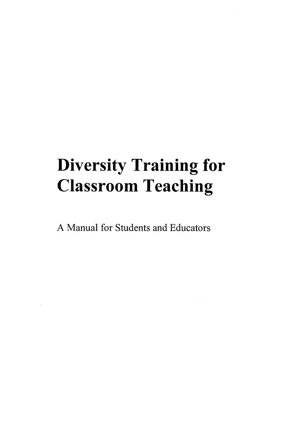 Diversity Training for Classroom Teaching