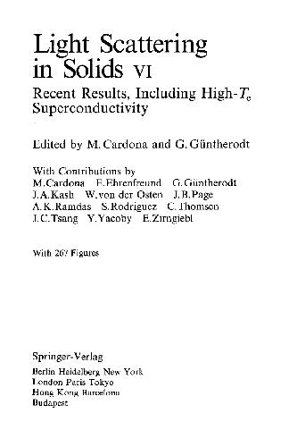 Light Scattering in Solids VI