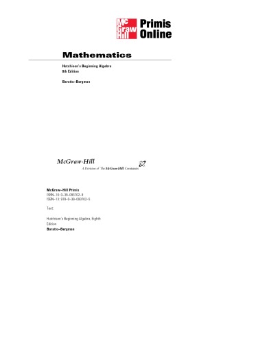 Hutchison's Beginning Algebra, 8th Edition