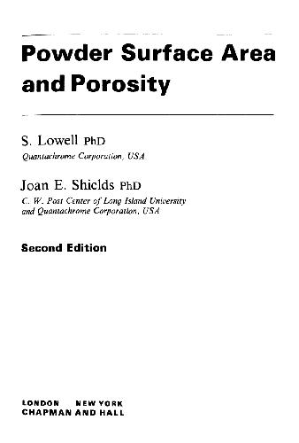 Powder Surface Area and Porosity (Powder Technology series)