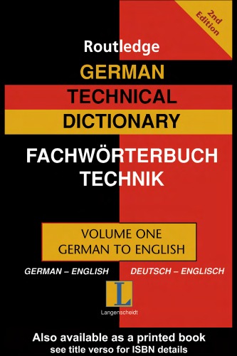 German Technical Dictionary (Volume 1)