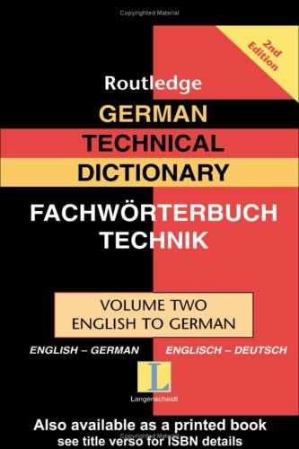 German Technical Dictionary (Volume 2)