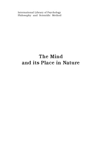 The Mind and its Place in Nature