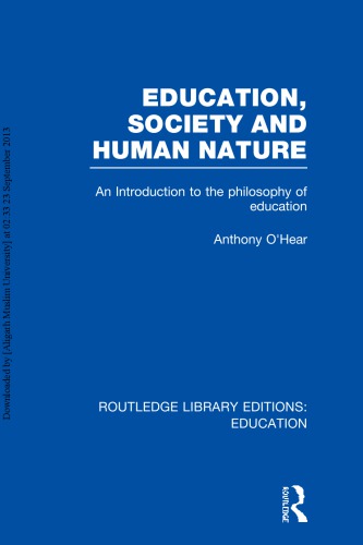 Education, Society and Human Nature (Rle Edu K)