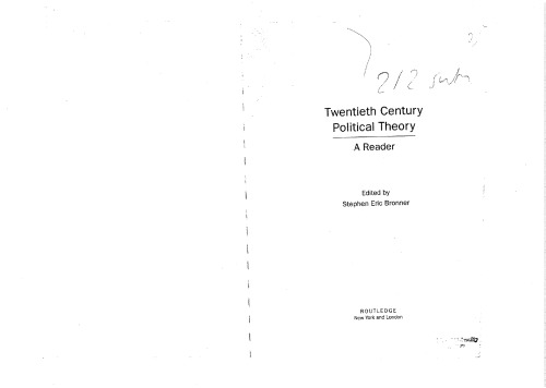 Twentieth Century Political Theory