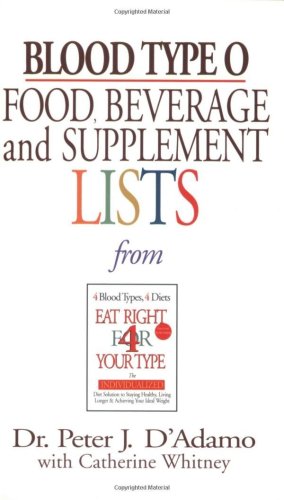 Blood Type O Food, Beverage and Supplement Lists (Eat Right 4 Your Type)