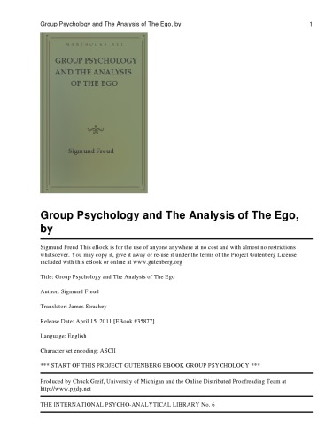 On Freud's Group Psychology and the Analysis of the Ego