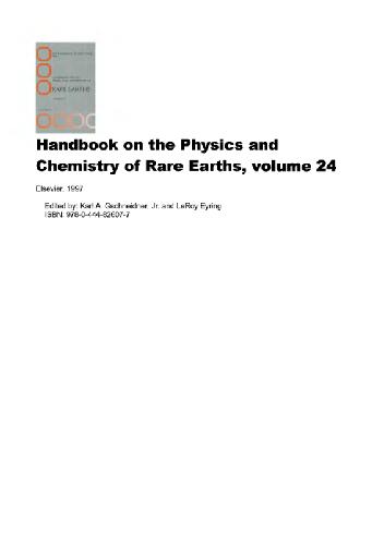 Handbook on the Physics and Chemistry of Rare Earths, Volume 24