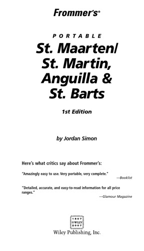 Frommer's Portable St. Maarten/St. Martin, Anguilla &amp; St. Barts