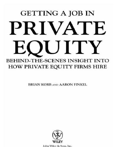 Getting a Job in Private Equity