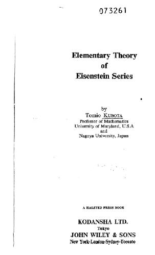 Elementary Theory Of Eisenstein Series