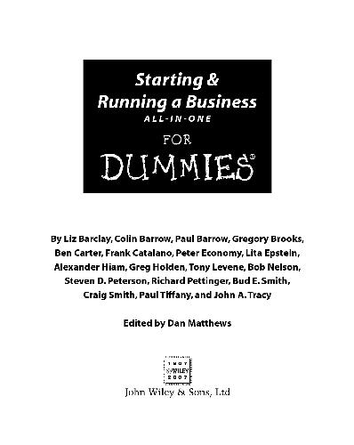 Starting &amp; Running a Business All-In-One for Dummies