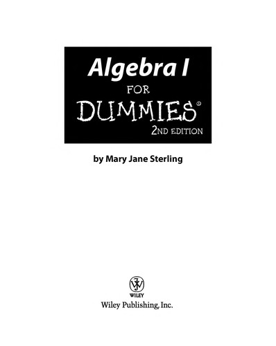 Algebra I for Dummies