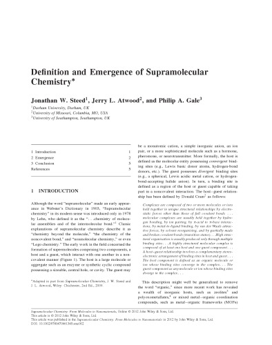 Supramolecular chemistry : from molecules to nanomaterials