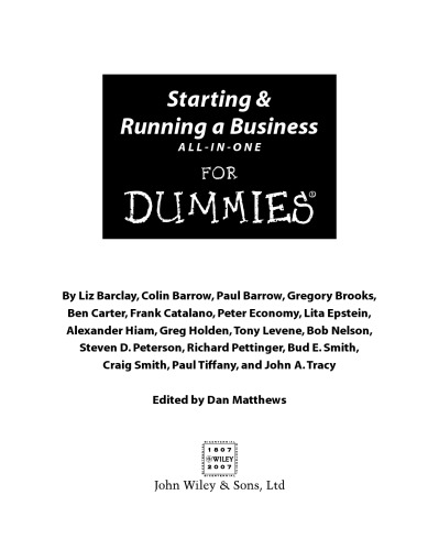 Starting and Running a Business All-in-One For Dummies®