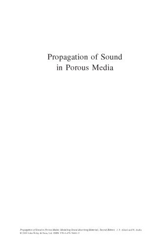 Propagation of sound in porous media : modelling sound absorbing materials