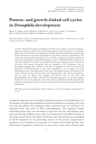 The Cell Cycle and Development