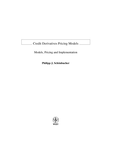 Credit Derivatives Pricing Models